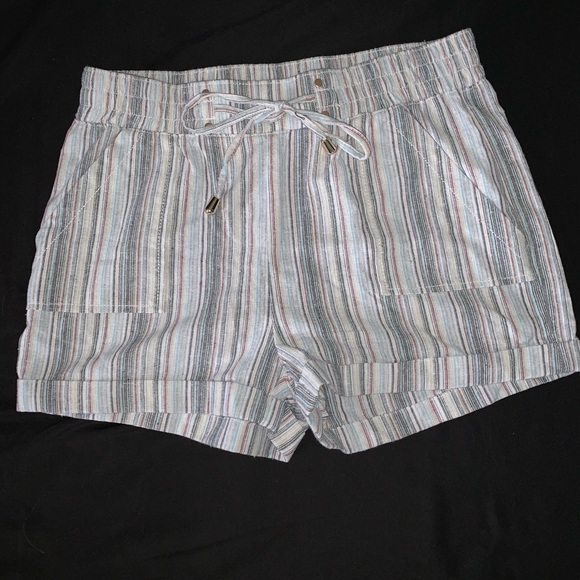 Ci Sono Pants - Ci Sono Linen Collection Striped Tie Shorts